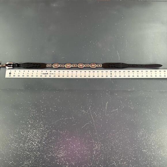 Nocona Cowgirl Belt Medium Black Leather Large Silver Concho NWT Fits 30-31\